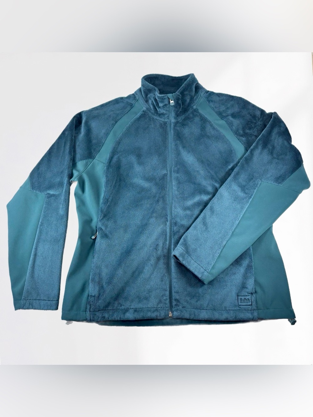 REI Women’s Cozy Fuzzy Fleece Full Zip Jacket Size XL Teal Blue